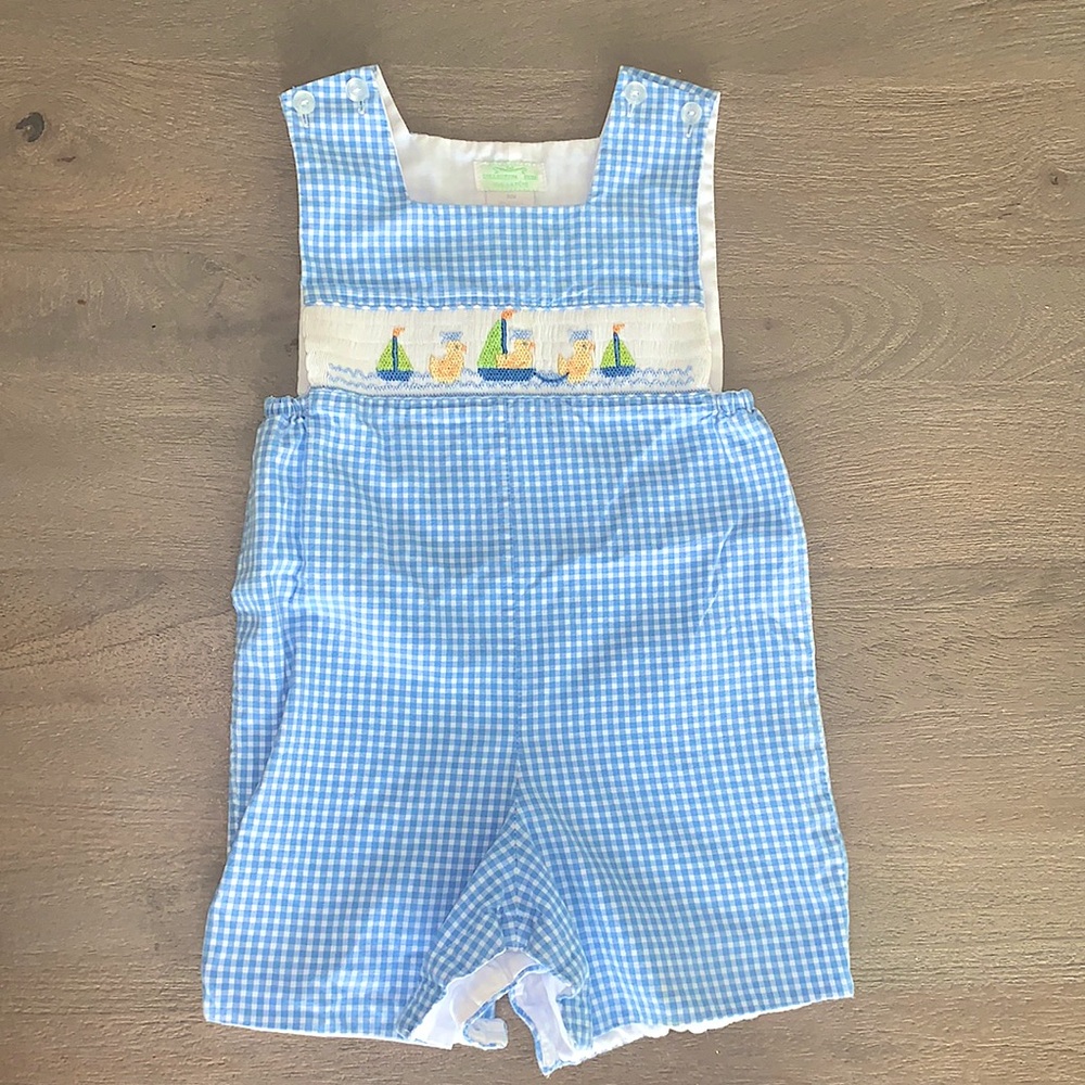 Vive la fete bebe collection smocked shortalls
